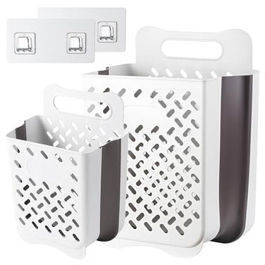Pansyling Plastic Collapsible Hanging Laundry Baskets with Carry Handle SpaceSaving Wall Hanging Laundry Basket Durable Tall Folding Plastic Laundry Hamper Waterproof Dirty Clothes Organizer XLL