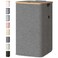 BALEINE Laundry Hamper with Lid Tall Laundry Baskets with Bamboo Pull Handles Large Laundry Bin with Internal Support 26 Gal100L Grey