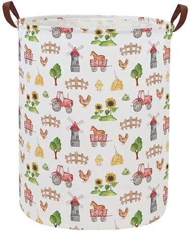 DDBASKET Laundry Basket Farm Hamper for Nursery Cute Storage Bin Organizer Room Decor for HomeFarm