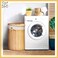 Gueevin Corner Bamboo Laundry Hamper with Lid and Removable Liner Corner Bamboo Laundry Basket with Handle Washing Clothes Basket Storage Bin for Bedroom Bathroom CarbonVertical Slatted