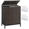 SETVSON Laundry Hamper with Lid 112 L Handwoven Rattan Wicker Laundry Basket 2 Removable Liner Bags Metal Heightened Feet 6 Mesh Bags 2 Section Large Clothes Hamper for Bathroom Bedroom Brown