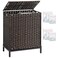 SETVSON Laundry Hamper with Lid 112 L Handwoven Rattan Wicker Laundry Basket 2 Removable Liner Bags Metal Heightened Feet 6 Mesh Bags 2 Section Large Clothes Hamper for Bathroom Bedroom Brown