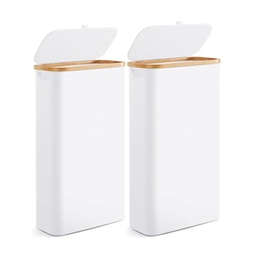Fiona's magic Slim Laundry Hamper with Lid by Fionas magic 63L Narrow Laundry Basket with Removable Bag White Collapsible Dirty Clothes Basket Thin Tall Storage Basket for Bathroom Bedroom White 2Pack