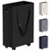 TECHMILLY Slim Rolling Laundry Basket Slim Laundry Hamper with Wheels and Adjustable Long Handles 45L Small Laundry Baskets with Mesh Top for Bedroom Closet and Bathroom Black