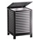 SMIBUY Double Laundry Hamper with Lid 120L Bamboo Laundry Basket with Removable Liner Bag 2Section Clothes Divider Laundry Sorter for Laundry Room Bathroom Bedroom Black