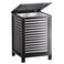 SMIBUY Double Laundry Hamper with Lid 120L Bamboo Laundry Basket with Removable Liner Bag 2Section Clothes Divider Laundry Sorter for Laundry Room Bathroom Bedroom Black