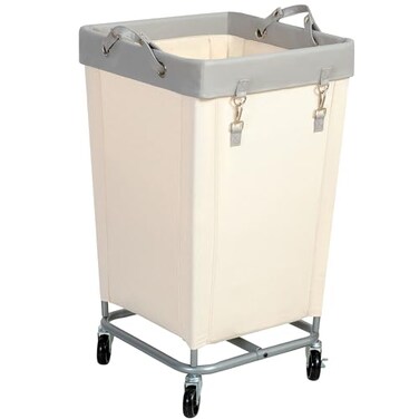 STO STO Laundry Hamper with Wheels 160L Rolling Laundry Sorter Cart with Heavy Duty Steel Frame Large Clothes Hamper with Handles for Bedroom Bathroom Laundry Room Beige and Gray
