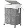 Chrislley 90L Slim Laundry Hamper with Wheels Rolling Laundry Basket with Lid and Renovable Liner Bag Handwoven Rattan Organizer for bedroom bathroom laundry room Grey