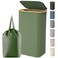 Lifewit 100L Laundry Basket with Lid Clothes Hampers for Laundry with Bamboo Handles and 1 Removable Bag Large Foldable Laundry Hamper for Bedroom Bathroom Dorm Laundry Room Green