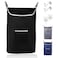 The Fine Living Co XLarge Hanging Laundry Hamper with Over Door Hooks AdhesiveDurable Space Saving Laundry Bag with Zipper and Wide Open TopHanging Dorm Laundry Hamper 20x375x31 BlackXL