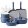 SENSARTE 17 Piece Ceramic Pots and Pans Set Nonstick Detachable Handle Cookware Induction Kitchen Cookware Set with Removable Handle Dishwasher Oven Safe Navy