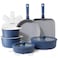 SENSARTE 17 Piece Ceramic Pots and Pans Set Nonstick Detachable Handle Cookware Induction Kitchen Cookware Set with Removable Handle Dishwasher Oven Safe Navy