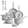 T-Fal TFal Refresh Ceramic Nonstick Cookware Set 12Piece Ceramic Pots and Pans Set Includes Stockpot Griddle Frying Pans Utensils Moon Grey