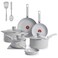 T-Fal TFal Refresh Ceramic Nonstick Cookware Set 12Piece Ceramic Pots and Pans Set Includes Stockpot Griddle Frying Pans Utensils Moon Grey