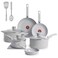 T-Fal TFal Refresh Ceramic Nonstick Cookware Set 12Piece Ceramic Pots and Pans Set Includes Stockpot Griddle Frying Pans Utensils Moon Grey