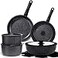 GiPP Ceramic Pots and Pans Set Non Stick Nonstick Detachable Handle Cookware Sets Healthy Non Toxic PFAS PFOA PTFE Free Dishwasher Oven Safe Induction Kitchen Pot and Pan 15 Piece Grey