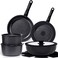 GiPP Ceramic Pots and Pans Set Non Stick Nonstick Detachable Handle Cookware Sets Healthy Non Toxic PFAS PFOA PTFE Free Dishwasher Oven Safe Induction Kitchen Pot and Pan 15 Piece Grey