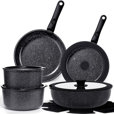 GiPP Ceramic Pots and Pans Set Non Stick Nonstick Detachable Handle Cookware Sets Healthy Non Toxic PFAS PFOA PTFE Free Dishwasher Oven Safe Induction Kitchen Pot and Pan 15 Piece Grey