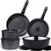 GiPP Ceramic Pots and Pans Set Non Stick Nonstick Detachable Handle Cookware Sets Healthy Non Toxic PFAS PFOA PTFE Free Dishwasher Oven Safe Induction Kitchen Pot and Pan 15 Piece Grey