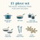 Rachael Ray Cucina Ceramic Nonstick Cookware Pots and Pans Set 13Piece Marine Blue