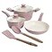 Gibson Home Plaza Caf Forged Aluminum Healthy PFAFree Ceramic Pots and Pans Cookware Set 7Piece Set Lavender Pink