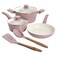 Gibson Home Plaza Caf Forged Aluminum Healthy PFAFree Ceramic Pots and Pans Cookware Set 7Piece Set Lavender Pink