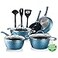 NutriChef 11 Pc Pots and Pans Set Non Stick Cookware Set with Ceramic Coating Ergonomic Handles Induction Ready Includes Saucepan Dutch Oven Large Small Fry Pans Royal Blue