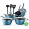 NutriChef 11 Pc Pots and Pans Set Non Stick Cookware Set with Ceramic Coating Ergonomic Handles Induction Ready Includes Saucepan Dutch Oven Large Small Fry Pans Royal Blue