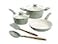 Gibson Home Plaza Caf Forged Aluminum Healthy PFAFree Ceramic Pots and Pans Cookware Set 7Piece Set Mint Green