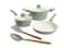 Gibson Home Plaza Caf Forged Aluminum Healthy PFAFree Ceramic Pots and Pans Cookware Set 7Piece Set Mint Green