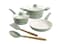 Gibson Home Plaza Caf Forged Aluminum Healthy PFAFree Ceramic Pots and Pans Cookware Set 7Piece Set Mint Green