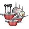 NutriChef Professional 12Piece Red Nonstick Cookware Set PFOAPFOSFree Heat Resistant Lacquer Elegant Design MultiSized Pots and Pans
