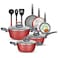 NutriChef Professional 12Piece Red Nonstick Cookware Set PFOAPFOSFree Heat Resistant Lacquer Elegant Design MultiSized Pots and Pans