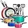 NutriChef 15Piece Non Stick Kitchen Cookware Set PFOAPFOSFree Colorful Heat Resistant Lacquer wSaucepot Frying Pans Oven Pot Lids 5 Utensil NCCWCOR15