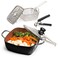 Moss & Moss Stone 5 Pcs Black Copper Chef Cookware Non Stick Deep Frying Pan Fry Basket Steamer Rack Dishwasher Oven Safe 5 Qt Deep Square Pan Induction Copper Cookware Set 95 x 35