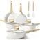 GiPP Pots and Pans Set Non Stick 14 Pcs White Granite Kitchen Cookware Sets Nonstick Induction Cookware Cooking Pan Set with Frying Pans Saucepans and Silicone Utensils PFOS PFOA Free