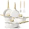 GiPP Pots and Pans Set Non Stick 14 Pcs White Granite Kitchen Cookware Sets Nonstick Induction Cookware Cooking Pan Set with Frying Pans Saucepans and Silicone Utensils PFOS PFOA Free