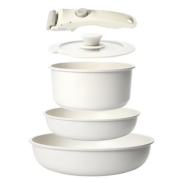 GiPP 5Pcs Pots and Pans Set Non Stick Cookware Sets Nonstick Detachable Handle Induction Kitchen Set Removable Handle RV Cookware set Oven Safe