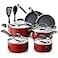 Cook N Home Professional Pots and Pans Nonstick Cookware Set Kitchen Cooking Set with Frying Pans and Saucepans Induction Compatible 12Piece Red