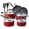 Cook N Home Professional Pots and Pans Nonstick Cookware Set Kitchen Cooking Set with Frying Pans and Saucepans Induction Compatible 12Piece Red