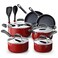 Cook N Home Professional Pots and Pans Nonstick Cookware Set Kitchen Cooking Set with Frying Pans and Saucepans Induction Compatible 12Piece Red