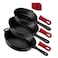 Cuisinel Cast Iron Skillets Set 3Piece 6 8 10Inch Chef Frying Pans PreSeasoned Cookware 3 Silicone Handle Cover Grips Use IndoorOutdoor Grill Stove BBQ Fire Oven