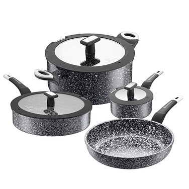 WaxonWare Waxonware 7pc Nonstick Cookware Set Granite Pots and Pans Set Nonstick Dishwasher Safe and 100 PFOA PTFE Free Kitchen Pot and pan set Stonetec Series
