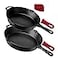 Cuisinel PreSeasoned Cast Iron Skillet 2Piece Set 10Inch and 12Inch Oven Safe Cookware 2 HeatResistant Holders Indoor and Outdoor Use Grill Stovetop Induction Safe
