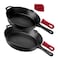 Cuisinel PreSeasoned Cast Iron Skillet 2Piece Set 10Inch and 12Inch Oven Safe Cookware 2 HeatResistant Holders Indoor and Outdoor Use Grill Stovetop Induction Safe