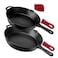 Cuisinel PreSeasoned Cast Iron Skillet 2Piece Set 10Inch and 12Inch Oven Safe Cookware 2 HeatResistant Holders Indoor and Outdoor Use Grill Stovetop Induction Safe