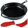 Crucible Cookware 12Inch Cast Iron Skillet Set PreSeasoned Including Large Assist Silicone Hot Handle Holders Indoor Outdoor Use