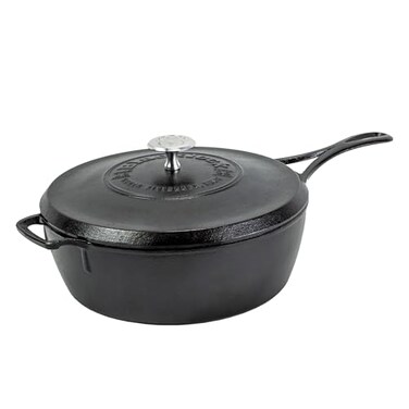 Lodge Blacklock 4 Quart Deep Skillet with Lid Durable Lightweight Cast Iron Cookware Nonstick Cast Iron Skillet