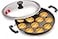 TOSAA 12 Cavity Appam Patra Side Handle with Lid 23 cm Black