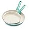 GreenPan Rio Healthy Ceramic Nonstick 8 and 10 Frying Pan Skillet Set PFASFree Dishwasher Safe Turquoise